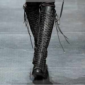 SOLD • ANN DEMEULEMEESTER • Triple Lace Knee Boots